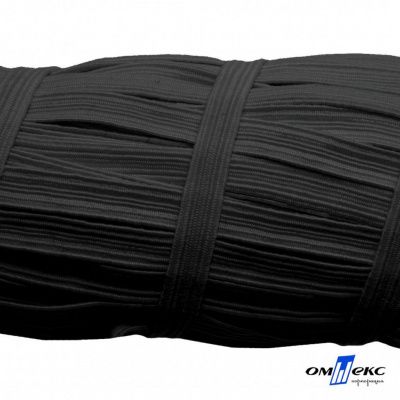 Резиновые нити с текстильным покрытием, шир. 6 мм (55 м/уп), цв.-черный - купить в Благовещенске. Цена: 210.75 руб.