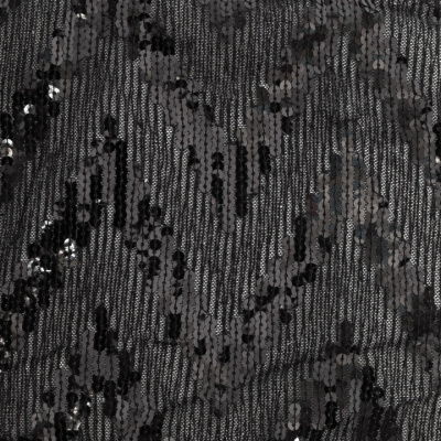 Трикотажное полотно с пайетками, шир.130 см, #311-бахрома чёрная - купить в Благовещенске. Цена 1 183.35 руб.