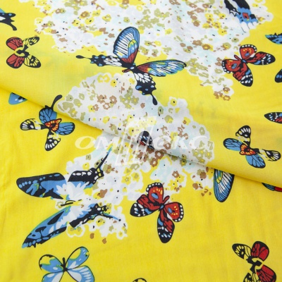 Плательная ткань "Софи" 7.2, 75 гр/м2, шир.150 см, принт бабочки - купить в Благовещенске. Цена 243.96 руб.