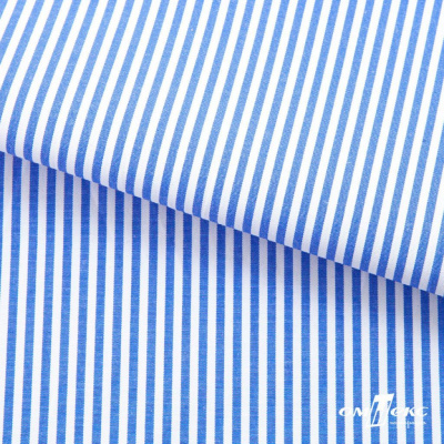 Ткань сорочечная Полоска Кенди, 115 г/м2, 58% пэ,42% хл, шир.150 см, цв.3-синий, (арт.110) - купить в Благовещенске. Цена 306.69 руб.