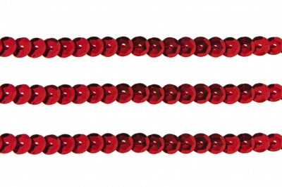 Пайетки "ОмТекс" на нитях, SILVER-BASE, 6 мм С / упак.73+/-1м, цв. 3 - красный - купить в Благовещенске. Цена: 468.37 руб.