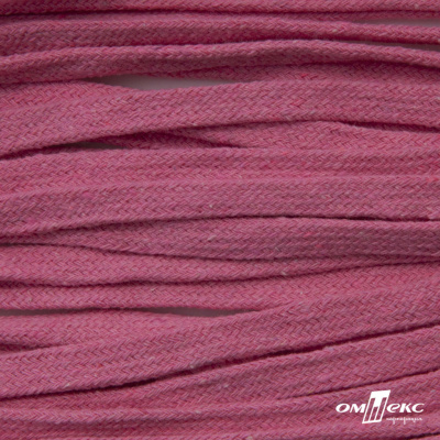 Шнур плетеный d-8 мм плоский, 70% хлопок 30% полиэстер, уп.85+/-1 м, цв.1029-розовый - купить в Благовещенске. Цена: 735 руб.