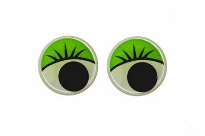 Глазки для игрушек, круглые, с бегающими зрачками, 15 мм/упак.50+/-2 шт, цв. -зеленый - купить в Благовещенске. Цена: 113.01 руб.