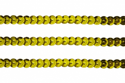 Пайетки "ОмТекс" на нитях, SILVER-BASE, 6 мм С / упак.73+/-1м, цв. 7 - св.золото - купить в Благовещенске. Цена: 468.37 руб.