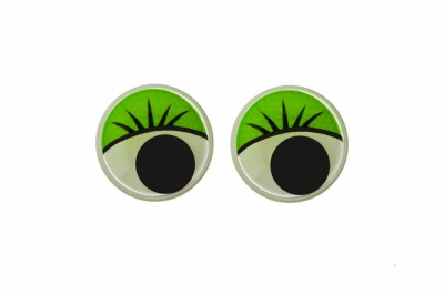 Глазки для игрушек, круглые, с бегающими зрачками, 12 мм/упак.50+/-2 шт, цв. -зеленый - купить в Благовещенске. Цена: 95.04 руб.