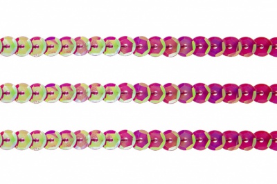 Пайетки "ОмТекс" на нитях, CREAM, 6 мм С / упак.73+/-1м, цв. 89 - розовый - купить в Благовещенске. Цена: 468.37 руб.
