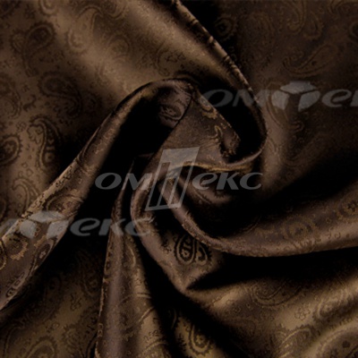 Ткань подкладочная жаккард Р14098, 19-1217/коричневый, 85 г/м2, шир. 150 см, 230T - купить в Благовещенске. Цена 168.15 руб.